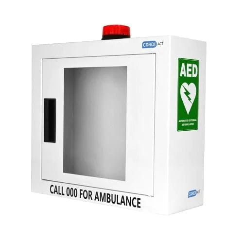 Smarty Saver Plus AED (SM4) with Alarmed Cabinet Bundle | Fully Automatic Defibrillator Package – TGA Approved