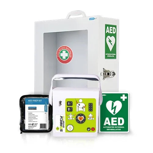 Smarty Saver Defibrillator (AED) SM2 Cabinet Bundle | Fully Automatic Workplace Package – TGA Approved