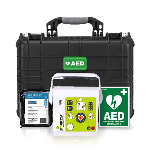 Smarty Saver Plus AED (SM4) Transport Bundle | Fully Automatic Defibrillator with Waterproof Case – TGA Approved